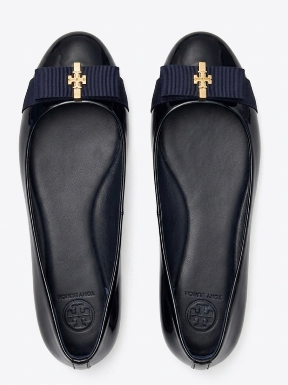 Tory Burch Claire Black Patent Leather Bow Flats - Size 9.5M